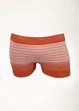 Boxer de microfibra gris con rayas horizontales negras y blancas, cintura elástica negra con logo de la marca.