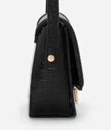 Cartera mediana transversal de PU con estampa crocco y cierre por locker metalizado.