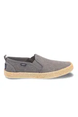 Zapatillas Legacy grises sin cordones, con elástico en los laterales y suela de yute.