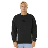 Buzo negro de corte clásico con logo Rip Curl estampado en el pecho y paneles laterales en gris.