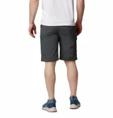 Bermuda de hombre color gris oscuro, con bolsillos cargo laterales con cierre y logo de la marca bordado en la pierna derecha. Incluye cinturón negro con hebilla plástica.
