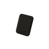 Billetera porta tarjetas negra de cuero sintético para adherir al teléfono.