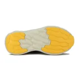 Championes deportivos Diadora modelo Bresh, para mujer, con capellada de malla en azul marino y detalles en amarillo, celeste y blanco. Presentan una suela gruesa con entresuela en color crema y una capa inferior en amarillo.