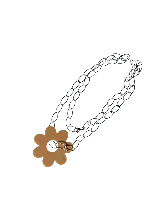 Collar con cadena de acero plateado y dije de flor color ladrillo.