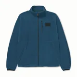 Campera polar negra de microfibra suave y ligera, con cierre completo, cuello alto, puños y cintura elásticos, y logo bordado en el pecho.