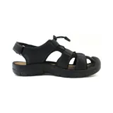 Sandalias outdoor marrones con tiras ajustables y suela negra.