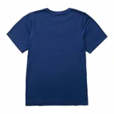 Remera deportiva azul marino de manga corta con logo de la marca estampado en el pecho.
