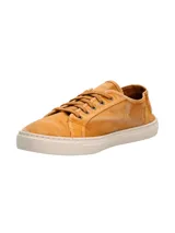Zapatillas acordonadas color ocre, hechas en España con algodón orgánico.