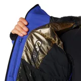 Campera de esquí Columbia Titanium Cirque Bowl Jacket color azul con cinturón negro ajustable, capucha compatible con casco, ventilación en las axilas, faldón antipolvo y múltiples bolsillos.