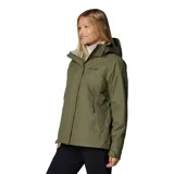 Campera 3 en 1 Columbia Bugaboo III, color verde oliva, con sistema Interchange. Capa exterior impermeable y transpirable con tecnología Omni-Tech y costuras selladas. Capa interior de polar termorreflectante Omni-Heat.