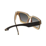 Lentes de sol con montura cuadrada de madera y fibra de carbono en dos tonos, con lentes grises degradadas.