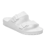 Sandalias Birkenstock Arizona Eva de goma color blanco, con doble tira y hebillas ajustables.