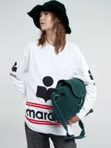 Remera blanca de manga larga con estampa Isabel Marant en el frente y en las mangas.