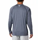 Remera de manga larga Columbia Terminal Tackle Heat, color gris jaspeado, con logo de la marca en el pecho y en la manga. Confeccionada en tejido transpirable de secado rápido y protección solar UPF 50.