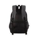 Mochila negra unisex con bolsillo oculto en la espalda, bolsillo delantero oculto, impermeable, elástico al dorso para carry on, correas laterales de compresión, bolsillos laterales y bolsillo interior para notebook.