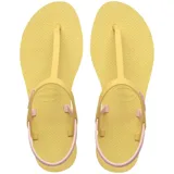 Ojotas Havaianas You Paraty FC color beige con tira trasera rosa.