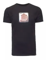 Remera negra de algodón con estampado de un león y el texto 'King', diseño exclusivo y de alta calidad.