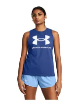 Musculosa deportiva Under Armour color negro con logo estampado en el frente. Corte holgado y sisas amplias.