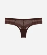 Bombacha bikini de tule color marrón, con recorte hilo doble en la parte trasera y forro de algodón.
