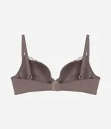 Soutien push up blanco de microfibra con detalles de encaje, breteles ajustables y copa.