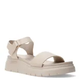 Sandalias nude con plataforma y tobillera con cierre de velcro.