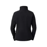 Campera Columbia de polar negro, suave y ligera, con ajuste favorecedor y diseño aerodinámico. Cuenta con dobladillo ajustable con cordón, bolsillos para las manos con cierre y bolsillo en la manga del brazo.