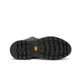 Bota Caterpillar color negro, con cordones amarillos, capellada de cuero tipo nubuck impermeable y suela de goma. Cuenta con forro interno de nylon en malla suave y plantilla acolchada de espuma. Incorpora tecnología Waterproof y CleanSport NXT.