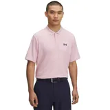 Remera polo Under Armour Matchplay para hombre, color rosa con logo bordado en azul marino en el pecho.