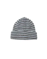 Gorro de lana Obey Davis a rayas horizontales en tonos gris, negro y blanco.