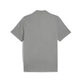 Polo Puma ESS Nº1 de jersey color gris con logo negro bordado en el pecho.