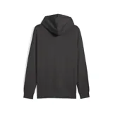 Buzo Puma ESS Elevated FZ Hoodie TR, color gris oscuro, con cierre frontal, capucha con cordones ajustables, bolsillos laterales y logo pequeño estampado en el pecho.
