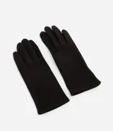 Guantes negros de gamuza sintética con detalle de dedal en uno de los dedos para usar con pantallas táctiles.