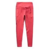 Calza larga de mujer color coral, marca Merrell, confeccionada en poliéster reciclado y spandex. Cuenta con protección UPF 50+, cintura alta, cordón interior, bolsillo interior oculto y dos bolsillos laterales en los muslos.