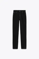 Pantalón de jean negro de tiro alto, corte skinny y cinco bolsillos.
