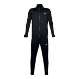 Conjunto deportivo compuesto por chaqueta y pantalones de tricot azul marino, con interior suave y diseño que absorbe el sudor.