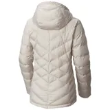 Campera puffer color salmón con capucha, cierre frontal y bolsillos laterales con cierre. Cuenta con tecnología termorreflectante Omni-Heat™ y puños con orificios para los pulgares.