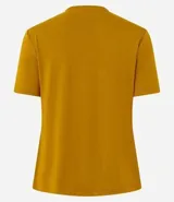 Blusa básica de manga corta y escote redondo, color blanco, confeccionada en tejido de viscosa y elastano.