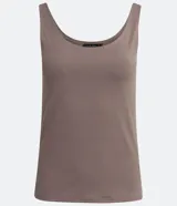 Musculosa azul marino de poliamida con escote en U y breteles anchos.
