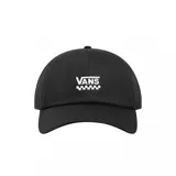 Gorra negra de Vans con logo bordado en blanco al frente.