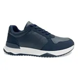 Championes deportivos casuales American Sport modelo Hans, color azul marino, con cordones y suela blanca.
