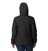 Campera puffer Columbia Silver Falls II Hood color azul marino, con capucha, cierre frontal completo, bolsillos laterales con cierre y puños elásticos. Confeccionada con tecnología Omni-Shield que repele la humedad y Thermarator que mantiene el calor.