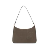 Cartera de hombro Guess modelo Tana, con estampado del logo de la marca en marrón y detalles en marrón oscuro. Cuenta con cierre superior, bolsillo interno con cierre y charm colgante con el logo de la marca.