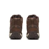 Botas de senderismo de media caña color marrón, impermeables, con capellada de gamuza y malla, cordones y correas recicladas, lengüeta con fuelle, puntera de goma resistente a la abrasión, forro de malla reciclada, plantilla de espuma EVA reciclada, tratamiento Cleansport NXT para control de olor, arco de nailon moldeado, entresuela de espuma EVA y suela de goma con agarre.