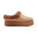 Zueco vegano con plataforma Skechers Bobs Keepsakes Hi-Rise Zen Out, color marrón claro, con capellada de microfibra con apariencia de gamuza, cuello y forro de piel sintética, plantilla acolchada Skechers Memory Foam y suela de tracción flexible.