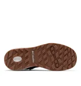 Bota de senderismo Columbia Newton Wander Ltr, color negro con suela blanca y detalles en marrón. Fabricada en cuero impermeable con tecnología Omni-Tech y suela Omni-Grip.