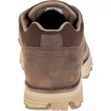 Zapato de hombre Caterpillar modelo Prez, color marrón oscuro, estilo casual de caña baja con cordones. Fabricado en nobuck impermeable, forro de malla de nailon, plantilla Ease y suela de goma duradera.