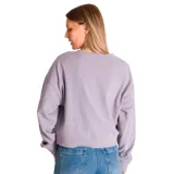Buzo color crema de corte holgado, con cuello redondo y logo de la marca bordado en el pecho.