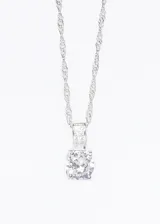 Cadena de plata 925 con dije cuadrado con zirconia blanca central y micro-zirconias alrededor.