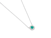Collar de plata 925 con dije en forma de flor con circonia y turmalina verde.