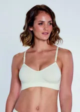 Soutien de microfibra color ladrillo, sin costuras, sin aro y sin copa. Breteles regulables.